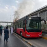 Metro Bus Catches Fire in Lahore